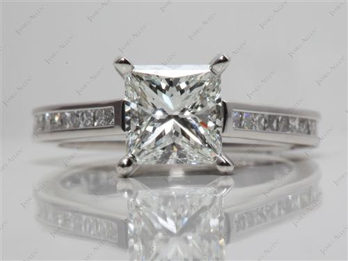 Platinum 1.55 Princess cut Channel Set Diamond Ring