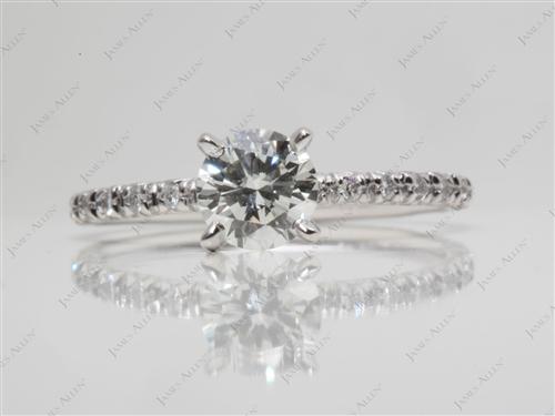White Gold 0.69 Round cut Diamond Pave Ring