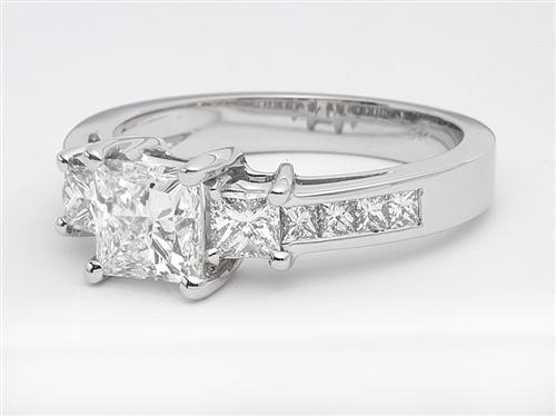 White Gold 1.05 Princess cut Diamond Ring With Sidestones