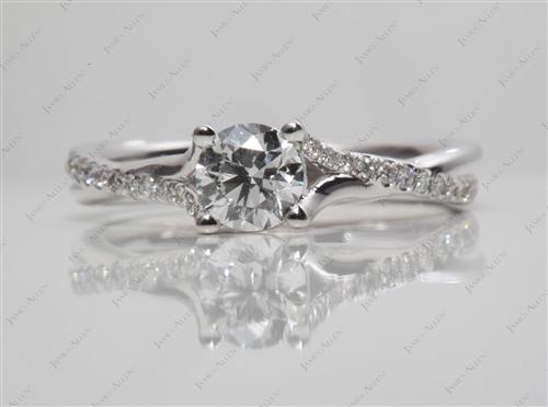 White Gold 0.50 Round cut Pave Ring Settings