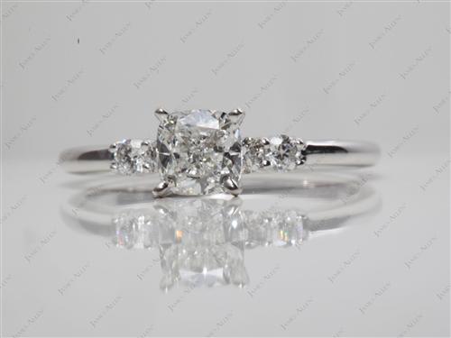 White Gold 0.81 Cushion cut Diamond Rings