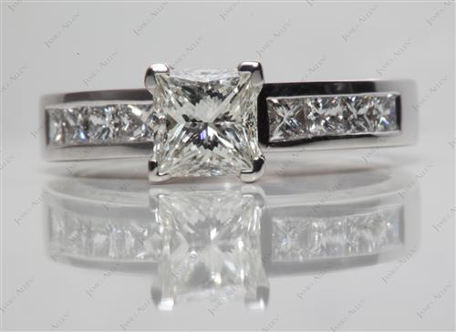 White Gold 1.13 Princess cut Channel Set Diamond Engagement Rings