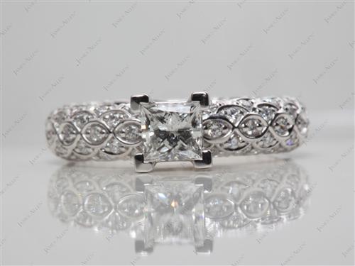 White Gold 0.59 Princess cut Micro Pave Engagement Rings