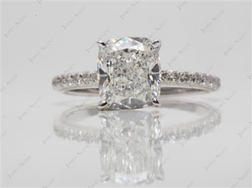White Gold 2.42 Cushion cut Pave Diamond Engagement Ring