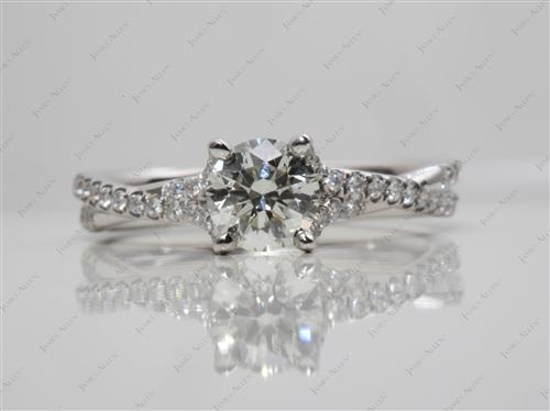 Platinum 0.73 Round cut Pave Diamond Engagement Rings