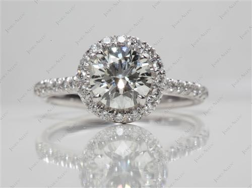 White Gold 0.91 Round cut Diamond Pave Ring