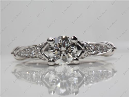 Platinum 0.70 Round cut Engagement Rings Pave
