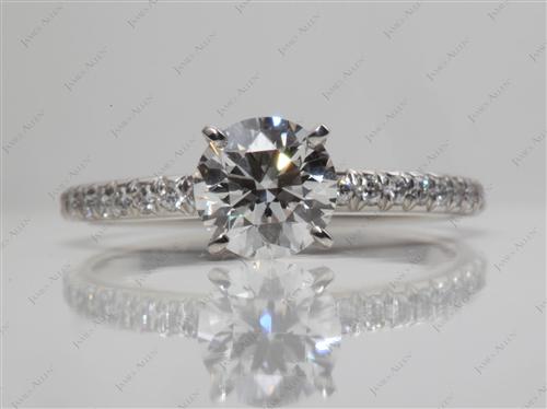 Platinum 1.08 Round cut Pave Diamond Rings
