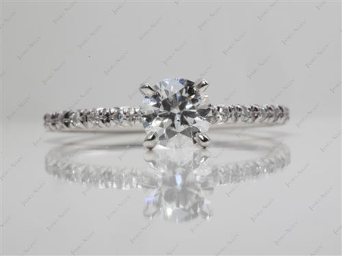 White Gold 0.71 Round cut Micro Pave Engagement Rings