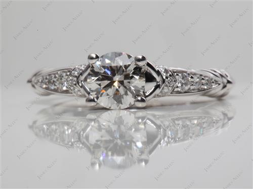 White Gold 0.72 Round cut Micro Pave Engagement Rings