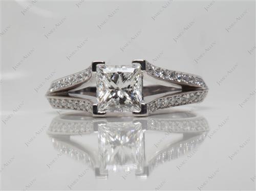 White Gold 1.02 Princess cut Pave Rings