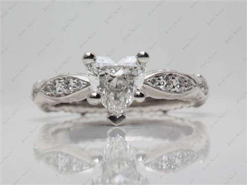 Platinum 1.00 Heart shaped Pave Engagement Rings