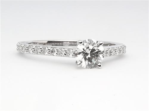 White Gold 0.60 Round cut Diamond Ring With Side Stones