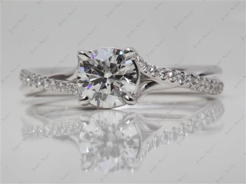 White Gold 0.80 Round cut Pave Ring