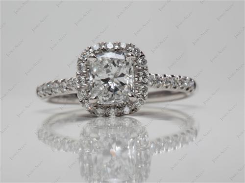 Platinum 0.87 Cushion cut Pave Ring Setting