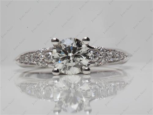 White Gold 0.78 Round cut Pave Ring Setting