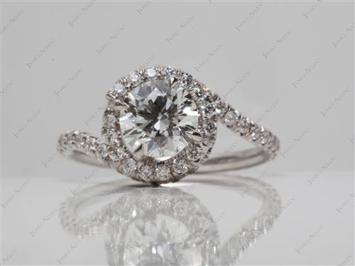 White Gold 0.90 Round cut Micro Pave Diamond Ring