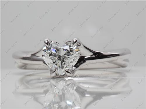 White Gold 0.79 Heart shaped Diamond Solitaire Ring Settings