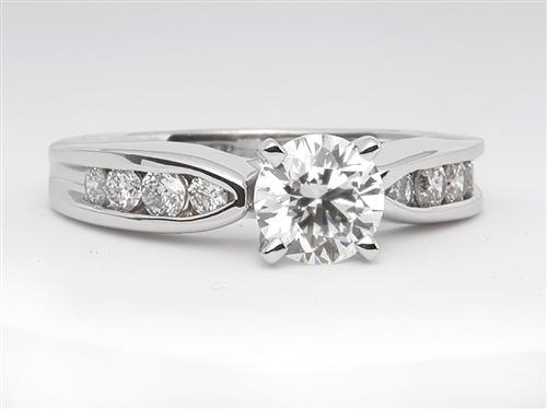 White Gold 0.70 Round cut Diamond Ring With Side Stones