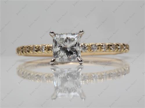 Gold 0.74 Princess cut Micro Pave Rings