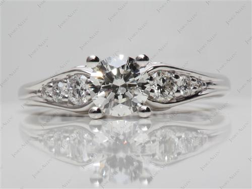 White Gold 0.80 Round cut Engagement Ring With Sidestones