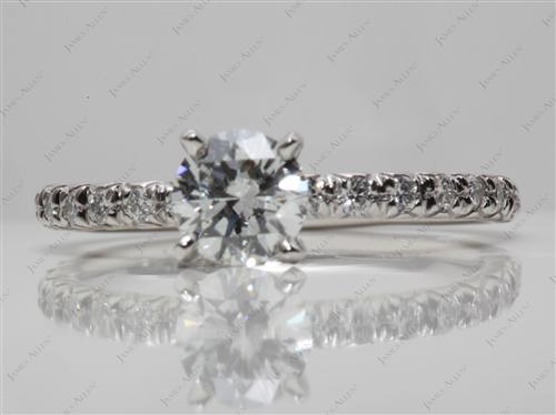 Platinum 0.75 Round cut Pave Ring Mountings