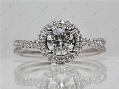 White Gold 0.84 Round cut Diamond Pave Rings