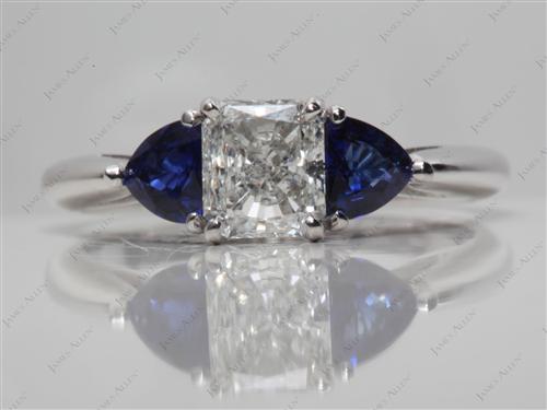White Gold 0.72 Radiant cut Gem Stone Engagement Ring