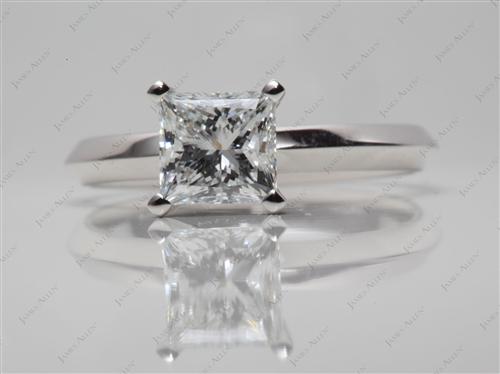 White Gold 1.18 Princess cut Diamond Engagement Solitaire Rings
