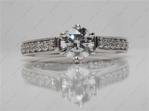 Platinum 0.70 Round cut Pave Diamond Ring