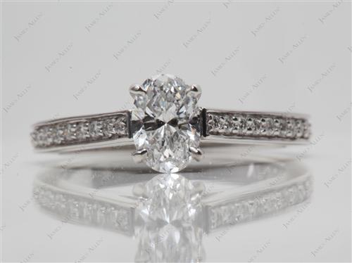 White Gold 0.69 Oval cut Pave Ring Set