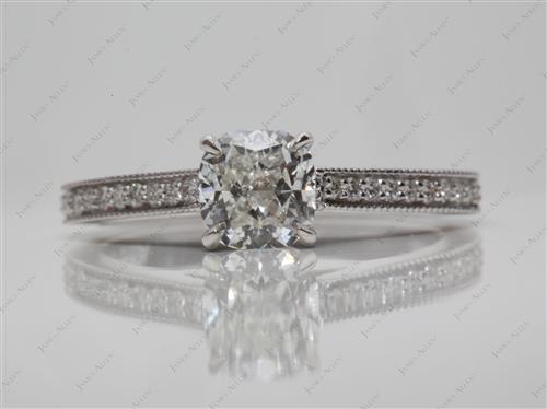 White Gold 1.21 Cushion cut Pave Engagement Ring