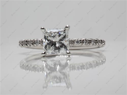 Platinum 1.06 Princess cut Pave Ring Setting