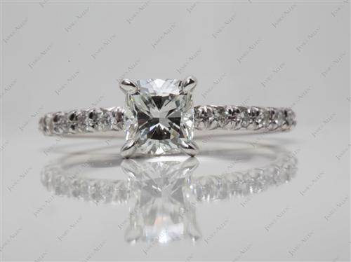 White Gold 1.06 Cushion cut Diamond Rings