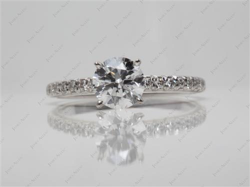 White Gold 0.90 Round cut Engagement Ring