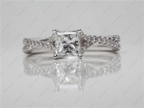 White Gold 0.70 Princess cut Pave Rings
