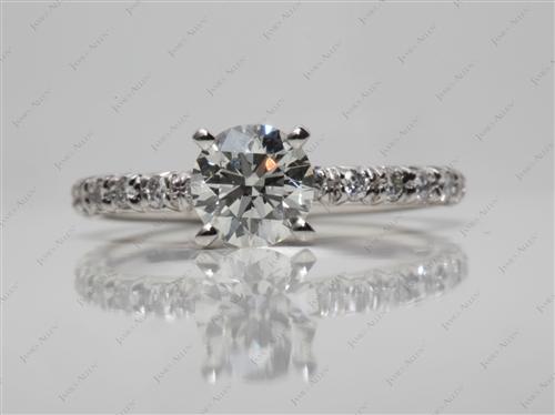 Platinum 0.91 Round cut Engagement Ring Micro Pave