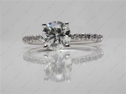 White Gold 1.07 Round cut Pave Ring Mountings
