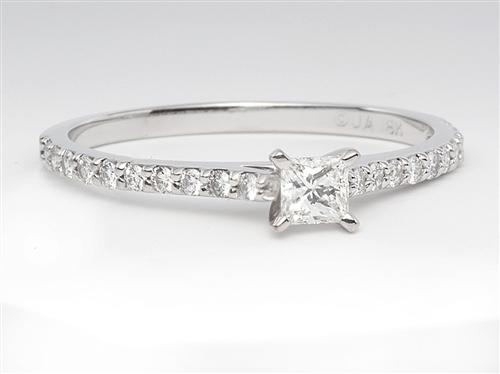 White Gold 0.30 Princess cut Side Stone Engagement Rings