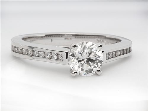 White Gold 0.83 Round cut Princess Cut Engagement Rings With Side Stones