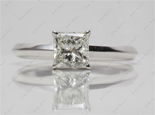 White Gold 0.90 Princess cut Solitaire Diamond Rings