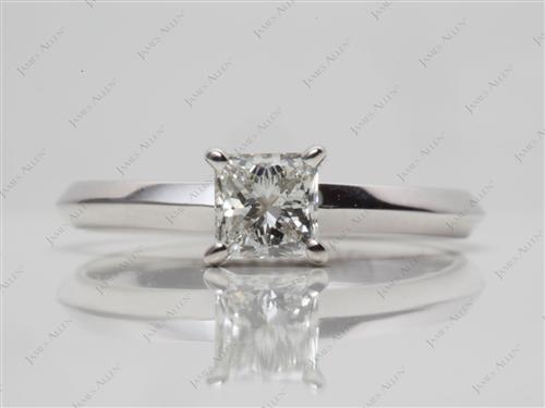 White Gold 0.50 Princess cut Solitaire Engagement Rings