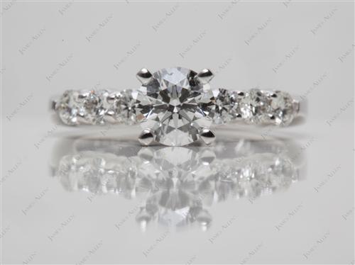 White Gold 0.71 Round cut Diamond Ring With Side Stones
