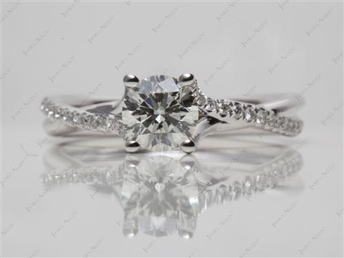 White Gold 0.70 Round cut Pave Diamond Engagement Rings