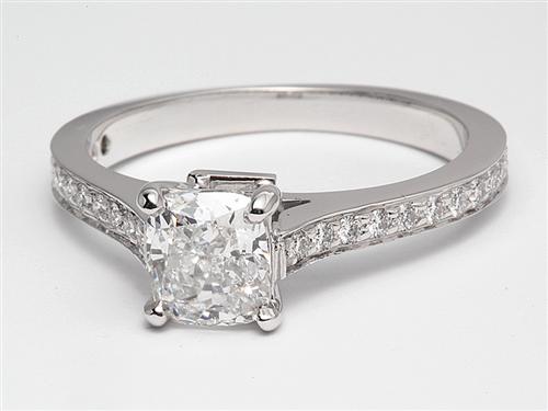 White Gold 0.90 Cushion cut Diamond Pave Rings