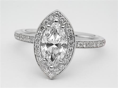 White Gold 1.12 Marquise cut Micro Pave Diamond Ring