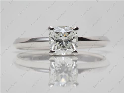 White Gold 0.78 Cushion cut Diamond Solitaire Ring Settings