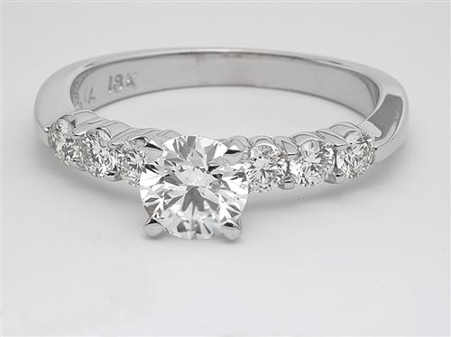 White Gold 0.72 Round cut Side Stone Engagement Rings