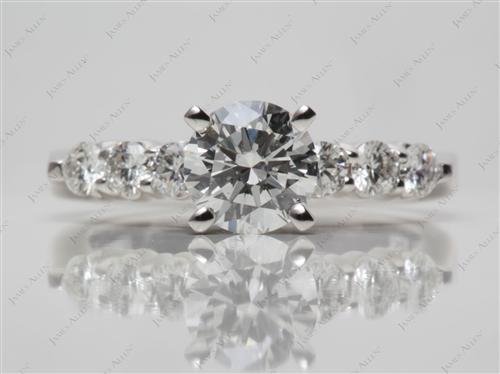 White Gold 0.90 Round cut Engagement Ring Settings With Side Stones