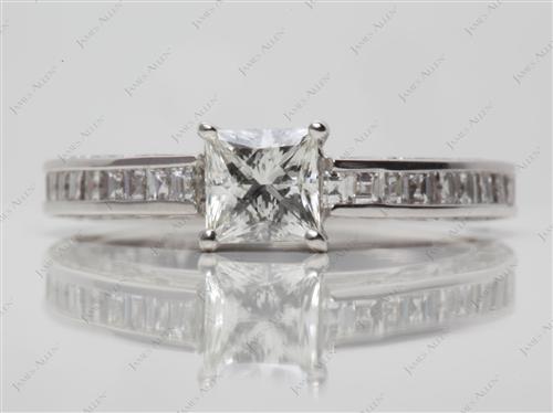 White Gold 0.71 Princess cut Channel Set Diamond Engagement Ring